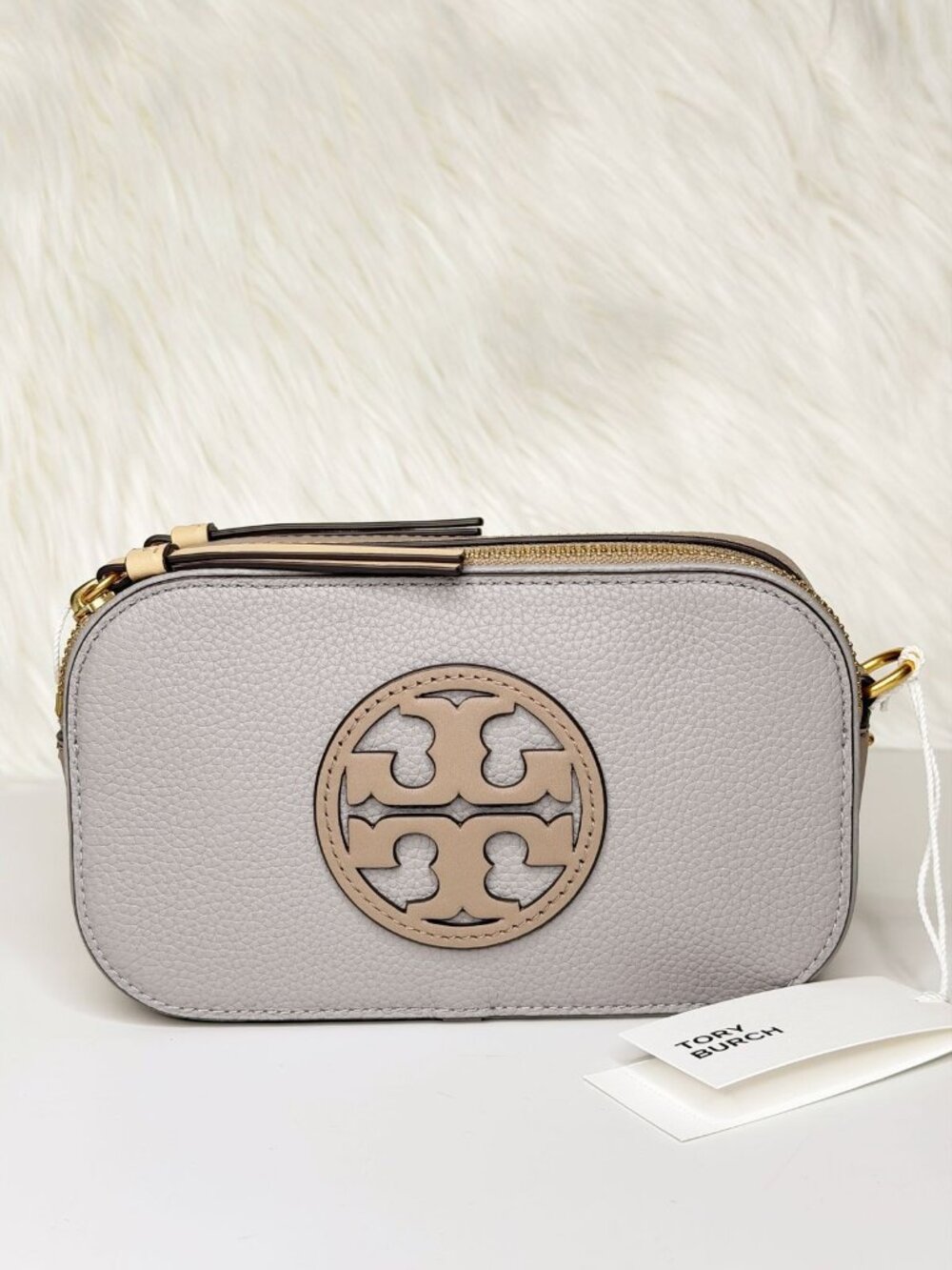 Tory Burch Mini Miller Colorblock Leather Crossbody Bag - Bay Gray Multi - Picture 6 of 8